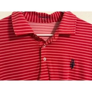 DRADDY SPORT XL Red Pink Stripe Polo Shirt Men's Performance Golf Casual